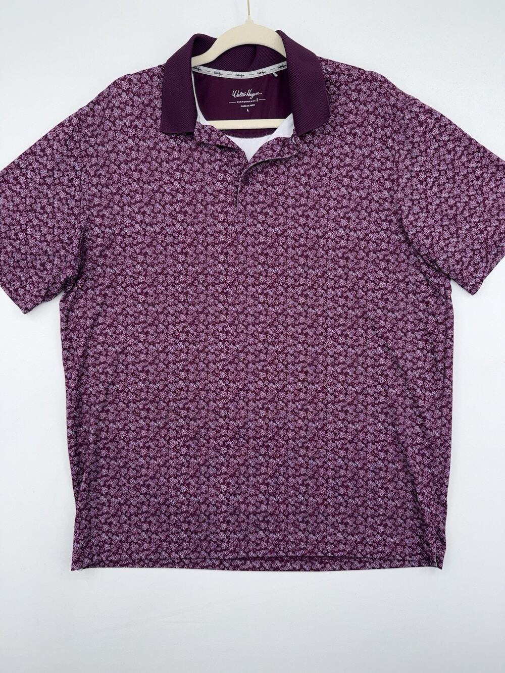 Walter Hagen 11 Majors Men’s Polo Shirt Purple Print Large Golf
